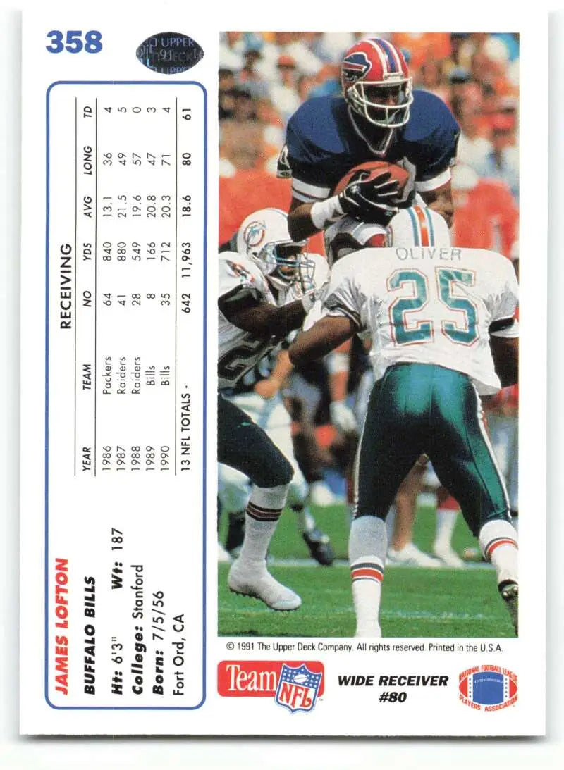 1991 Upper Deck #358 James Lofton NM-MT Buffalo Bills Football Card - Football Card Single