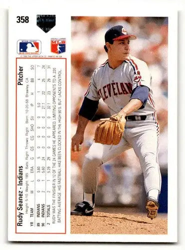 Original gloss Rudy Seanez Cleveland Indians baseball card from 1991 Upper Deck