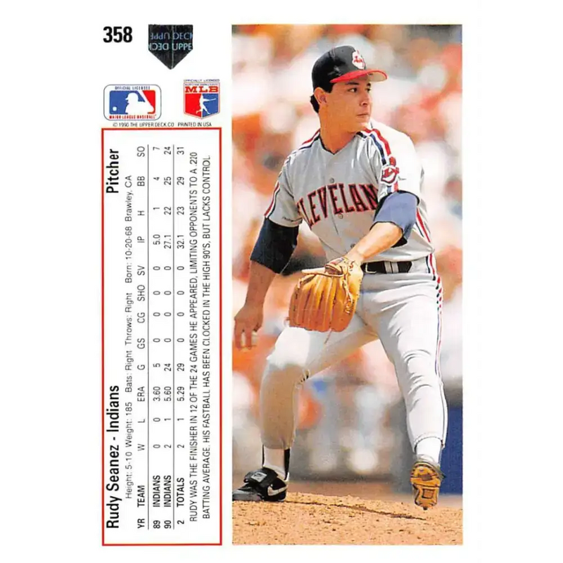 1991 Upper Deck #358 Rudy Seanez NM-MT Cleveland Indians Baseball Card - Baseball Card Single
