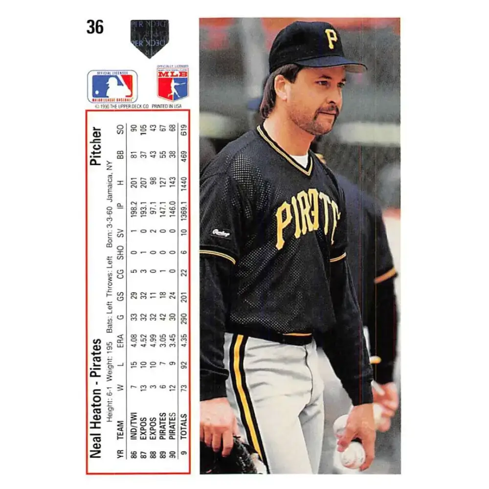 1991 Upper Deck #36 Neal Heaton NM-MT Pittsburgh Pirates Baseball Card - Baseball Card Single