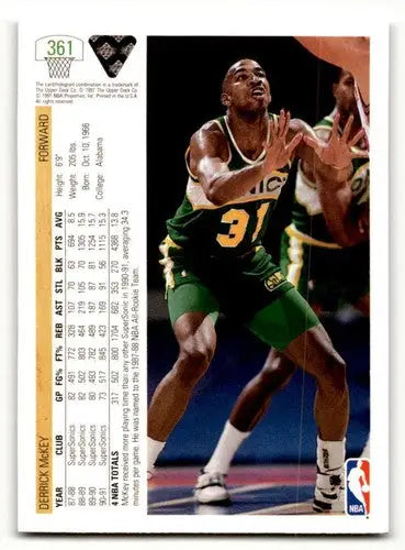 1991 Upper Deck #361 Derrick McKey Seattle SuperSonics Basketball Ca ID:55730 - Basketball Card Single