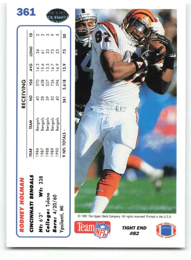 1991 Upper Deck #361 Rodney Holman NM-MT Cincinnati Bengals Football Card - Football Card Single