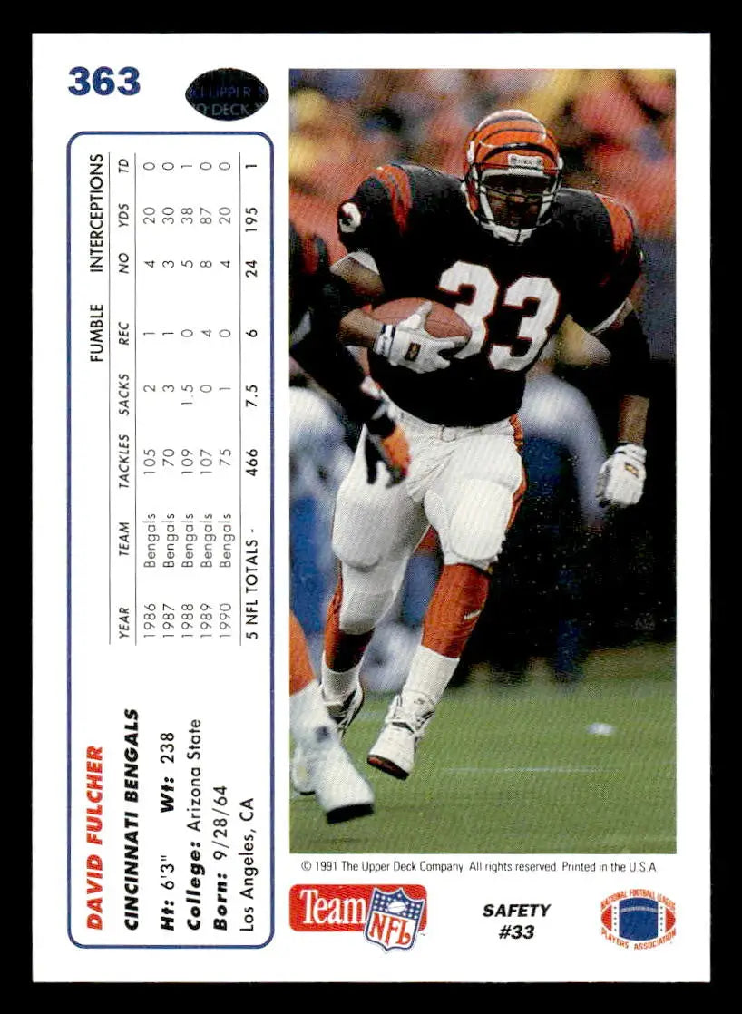 1991 Upper Deck #363 David Fulcher - Football Card Single