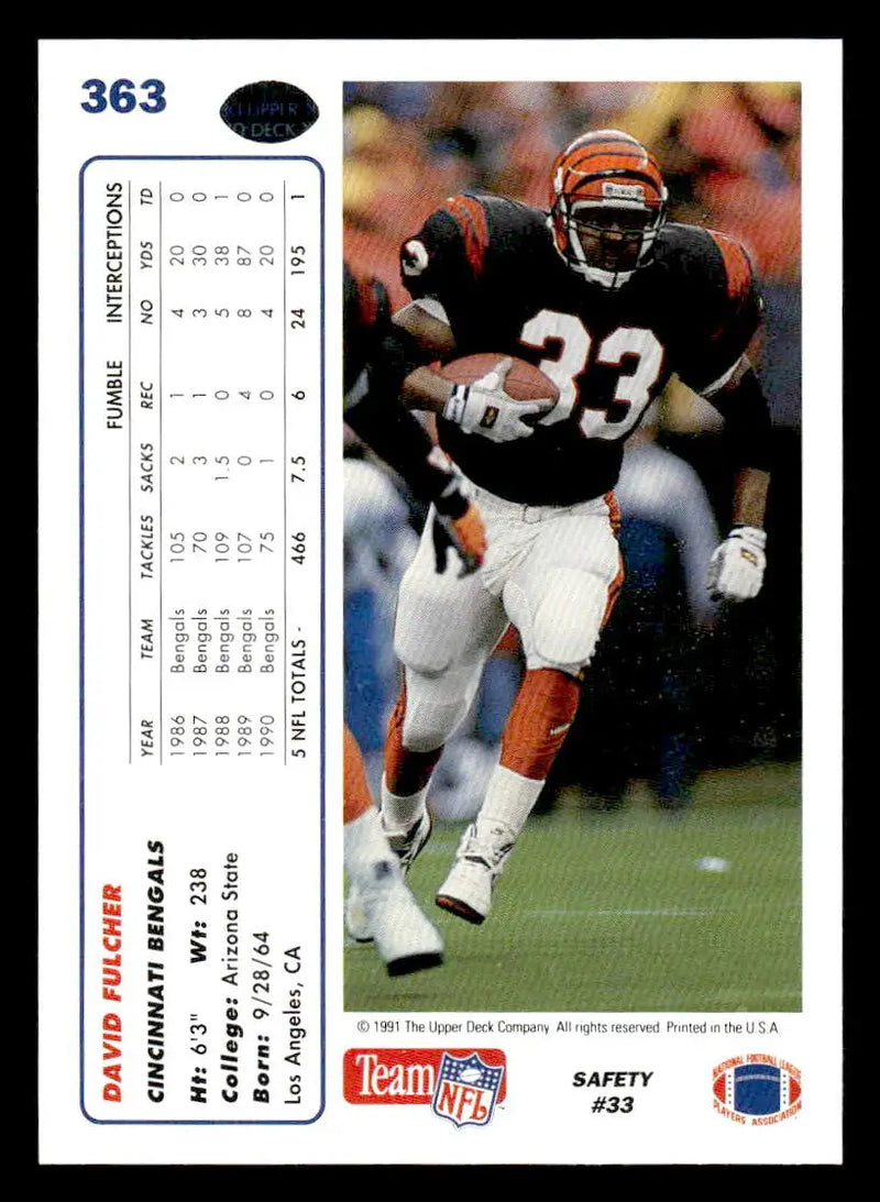 1991 Upper Deck #363 David Fulcher - Football Card Single