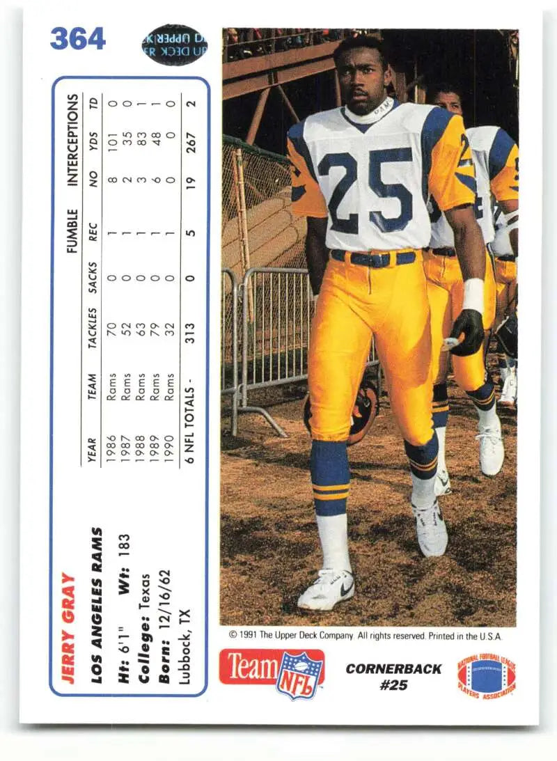 1991 Upper Deck #364 Jerry Gray NM-MT Los Angeles Rams Football Card - Football Card Single