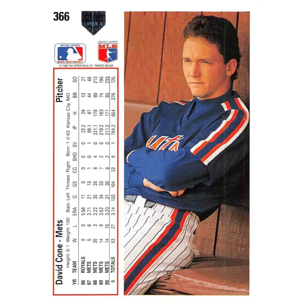 1991 Upper Deck #366 David Cone EX Excellent New York Mets Baseball Card - Baseball Card Single