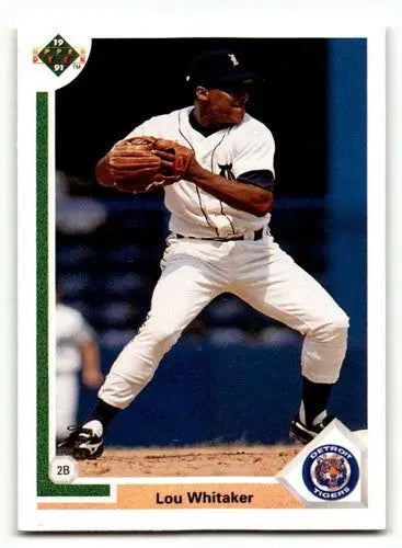Original gloss Lou Whitaker Detroit baseball card from 1991 Upper Deck #367