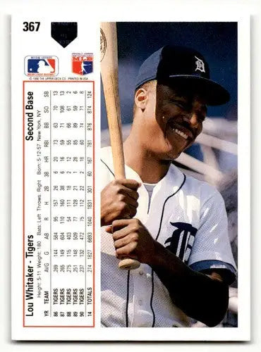 Original gloss Lou Whitaker Detroit baseball card from 1991 Upper Deck #367