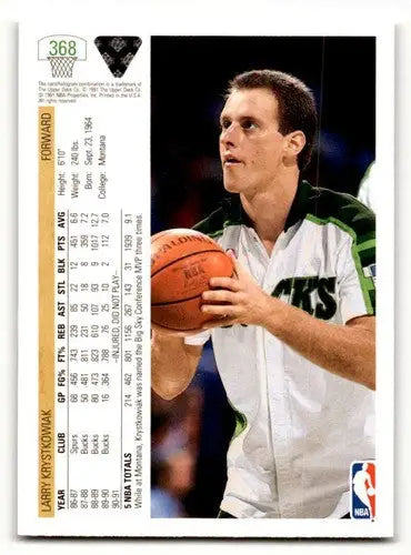 1991 Upper Deck #368 Larry Krystkowiak Milwaukee Bucks Basketball Ca ID:55714 - Basketball Card Single
