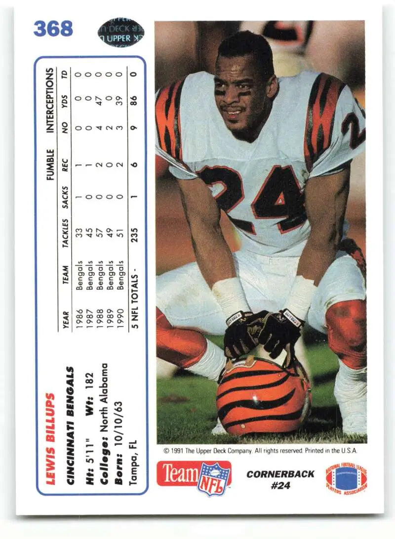 1991 Upper Deck #368 Lewis Billups NM-MT Cincinnati Bengals Football Card - Football Card Single