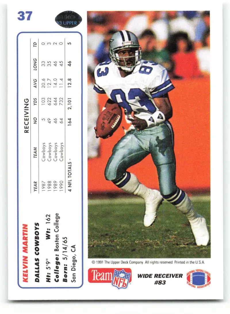 1991 Upper Deck #37 Kelvin Martin NM-MT Dallas Cowboys Football Card - Football Card Single