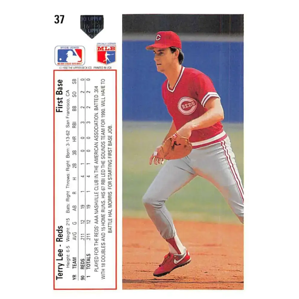 1991 Upper Deck #37 Terry Lee NM-MT RC Rookie Cincinnati Reds Baseball Card - Baseball Card Single