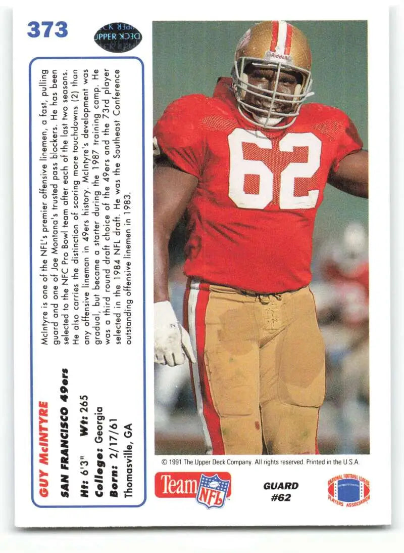 1991 Upper Deck #373 Guy McIntyre NM-MT San Francisco 49ers Football Card - Football Card Single