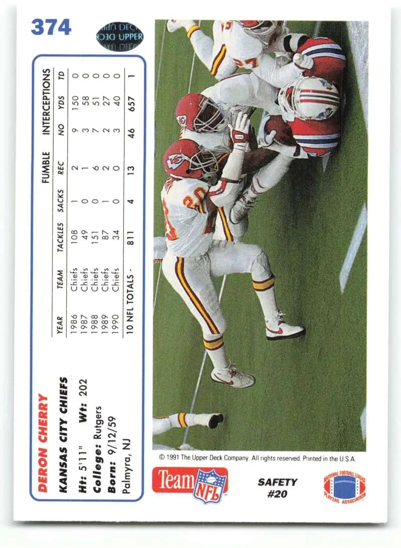 1991 Upper Deck #374 Deron Cherry NM-MT Kansas City Chiefs Football Card - Football Card Single