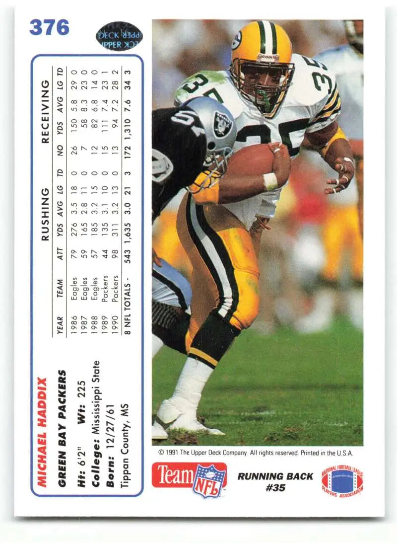 1991 Upper Deck #376 Michael Haddix NM-MT Green Bay Packers Football Card - Football Card Single