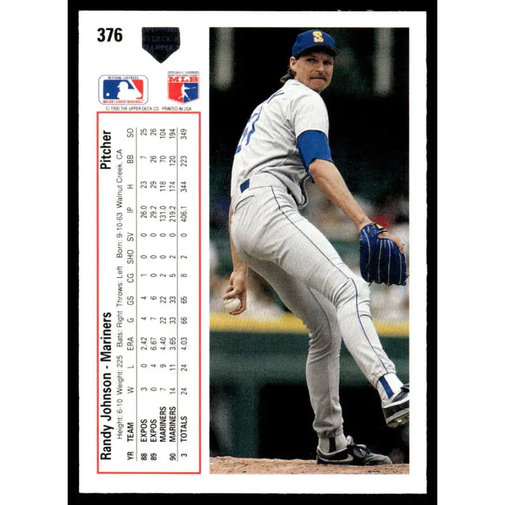 1991 Upper Deck #376 Randy Johnson NM-MT Seattle Mariners Baseball Card - Baseball Card Single