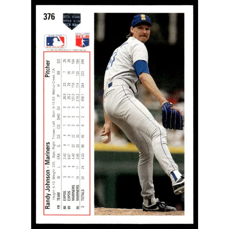1991 Upper Deck #376 Randy Johnson NM-MT Seattle Mariners Baseball Card - Baseball Card Single
