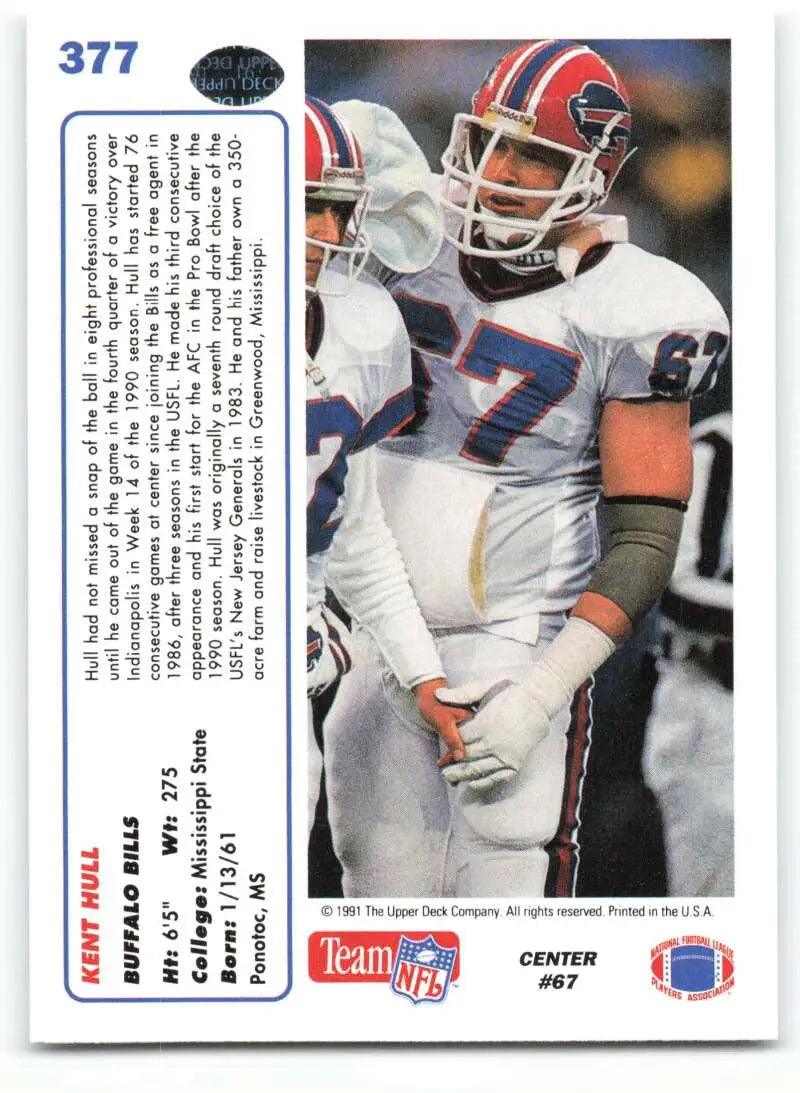 1991 Upper Deck #377 Kent Hull NM-MT Buffalo Bills Football Card - Football Card Single