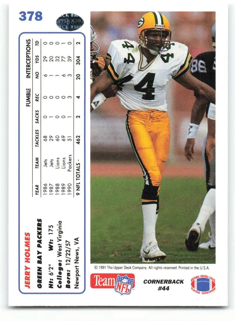 1991 Upper Deck #378 Jerry Holmes NM-MT Green Bay Packers Football Card - Football Card Single