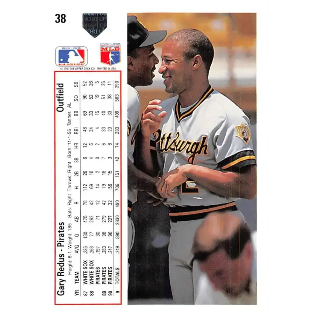 1991 Upper Deck #38 Gary Redus EX Excellent Pittsburgh Pirates Baseball Card - Baseball Card Single