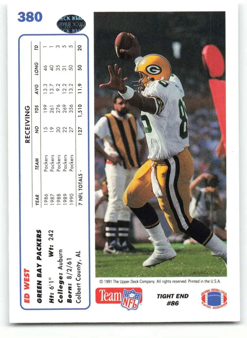 1991 Upper Deck #380 Ed West NM-MT Green Bay Packers Football Card - Football Card Single