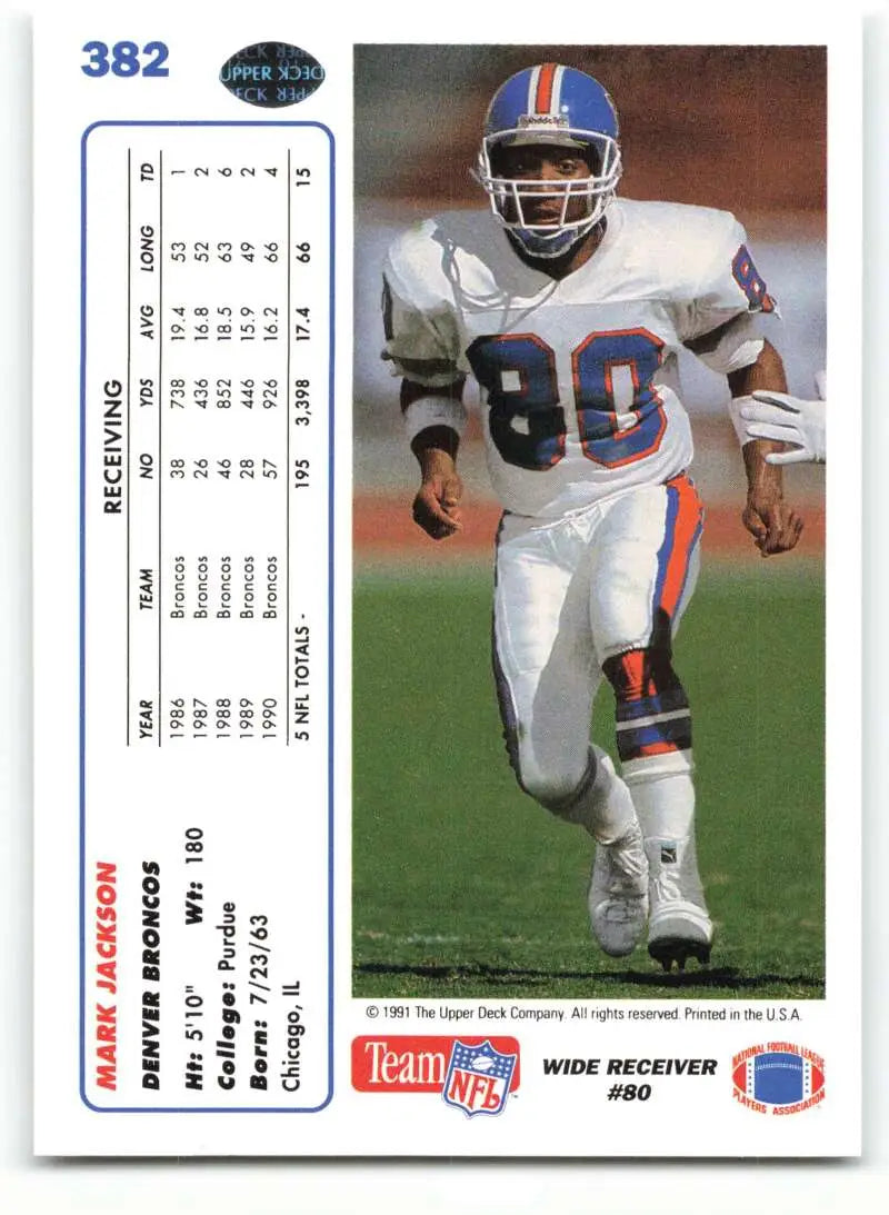 1991 Upper Deck #382 Mark Jackson NM-MT Denver Broncos Football Card - Football Card Single