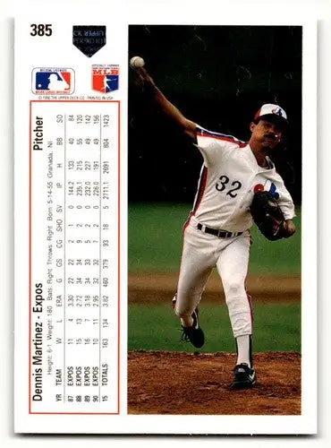 Original gloss baseball card of Dennis Martinez Montreal Expos 1991 Upper Deck #385