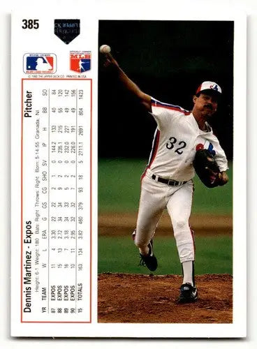 Original gloss Dennis Martinez Montreal baseball card from 1991 Upper Deck #385