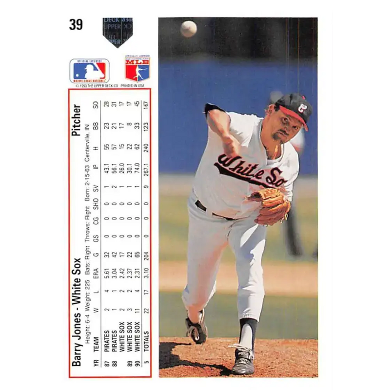 1991 Upper Deck #39 Barry Jones NM-MT Chicago White Sox Baseball Card - Baseball Card Single