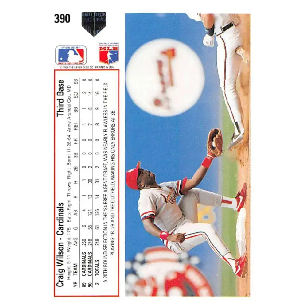 1991 Upper Deck #390 Craig Wilson EX Excellent RC Rookie St. Louis Cardinals Baseball Card