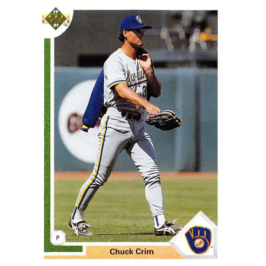 1991 Upper Deck #391 Chuck Crim EX Excellent Milwaukee Brewers Baseball Card
