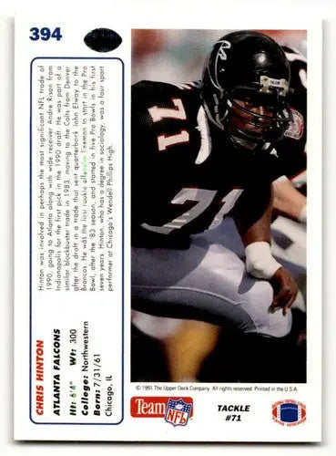 1991 Upper Deck #394 Chris Hinton Atlanta Falcons Football Cards EX/ ID:61224 - Football Card Single
