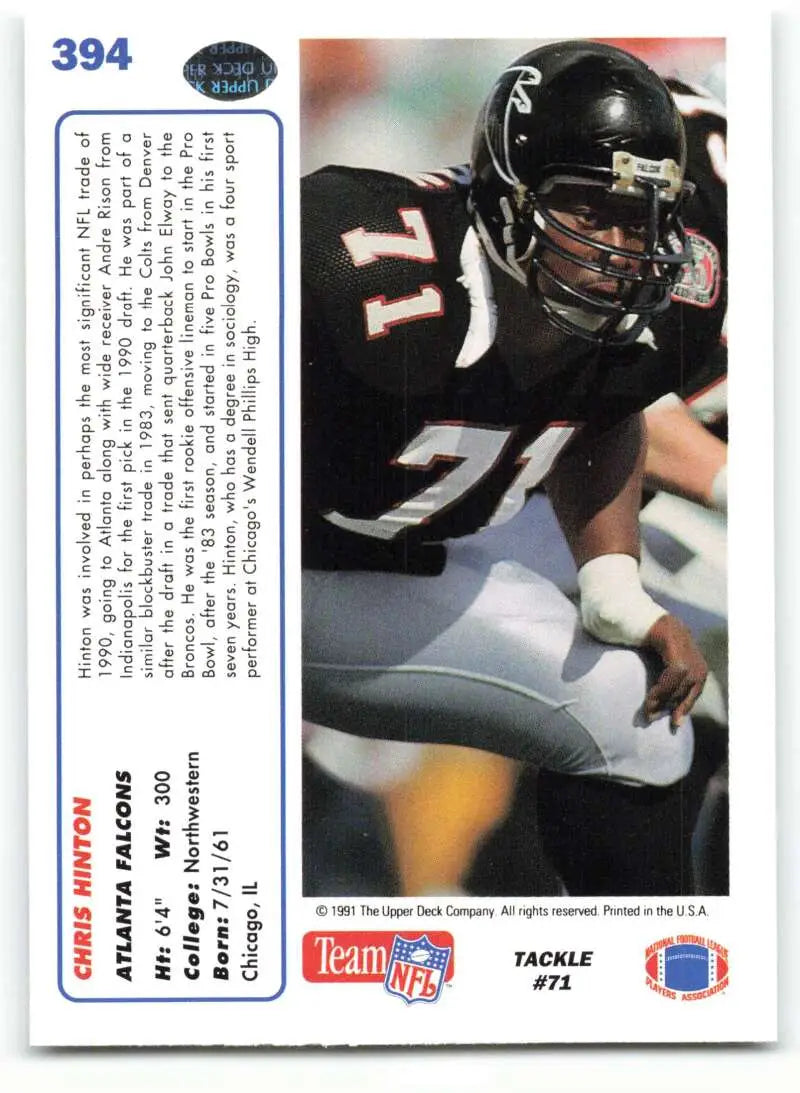 1991 Upper Deck #394 Chris Hinton NM-MT Atlanta Falcons Football Card - Football Card Single