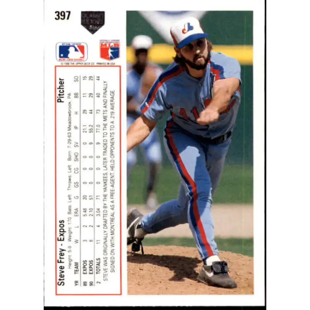1991 Upper Deck #397 Steve Frey NM-MT Montreal Expos Baseball Card - Baseball Card Single