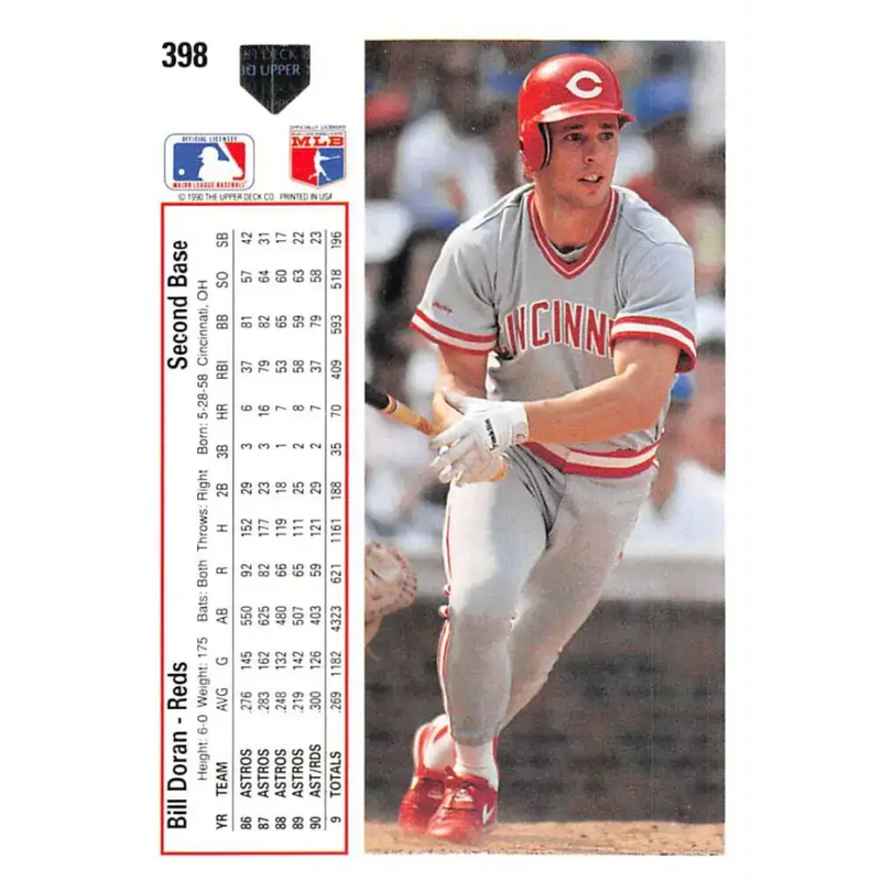 1991 Upper Deck #398 Bill Doran EX Excellent Cincinnati Reds Baseball Card - Baseball Card Single