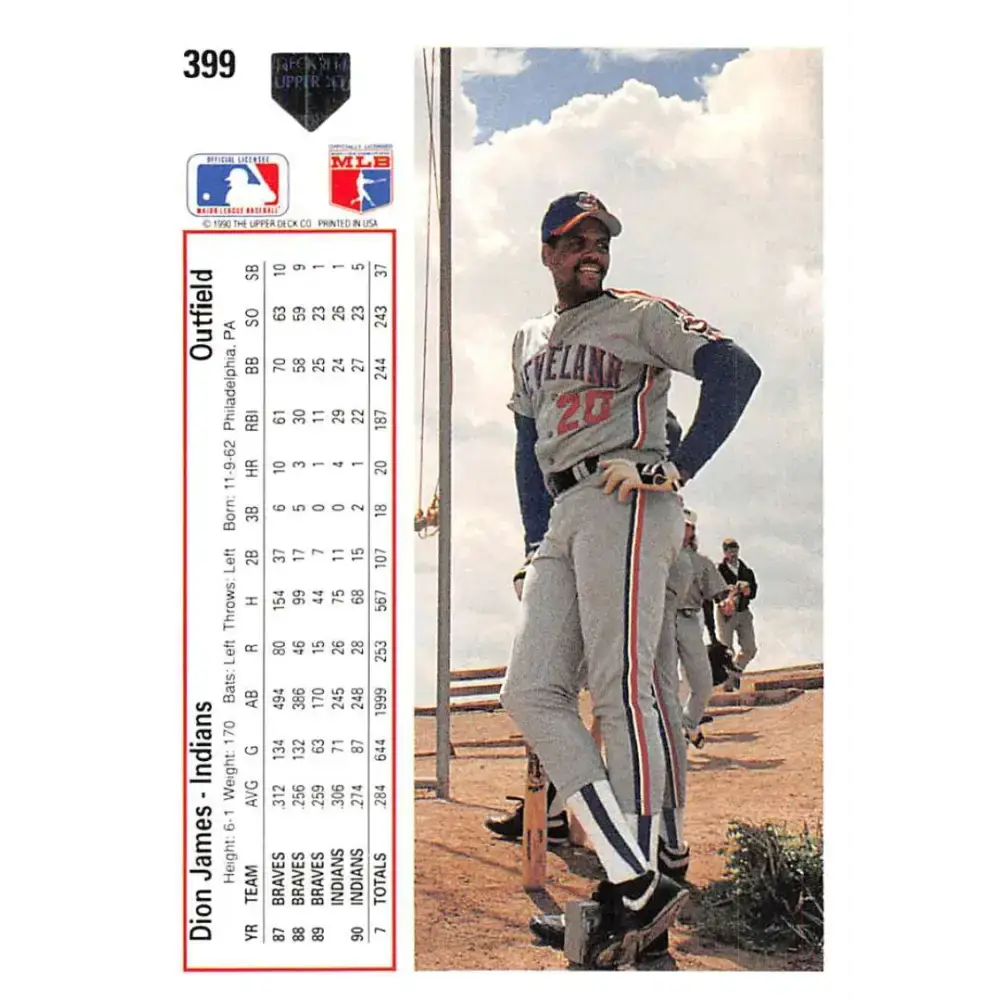 1991 Upper Deck #399 Dion James NM-MT Cleveland Indians Baseball Card - Baseball Card Single