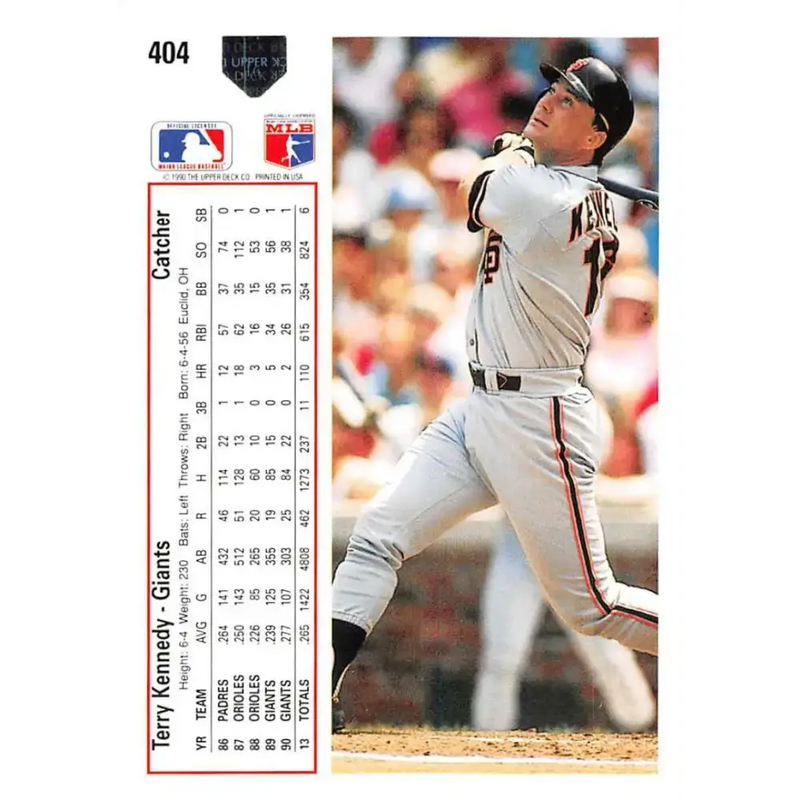 1991 Upper Deck #404 Terry Kennedy EX Excellent San Francisco Giants Baseball Card - Baseball Card Single