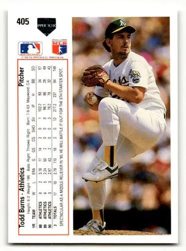 Original gloss 1991 Upper Deck Todd Burns Oakland Athletics baseball card NM