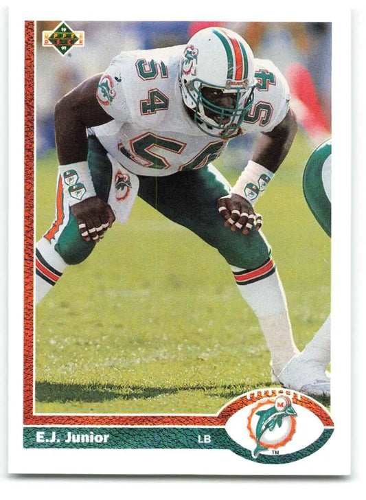 1991 Upper Deck #411 E.J. Junior NM-MT Miami Dolphins Football Card - Football Card Single