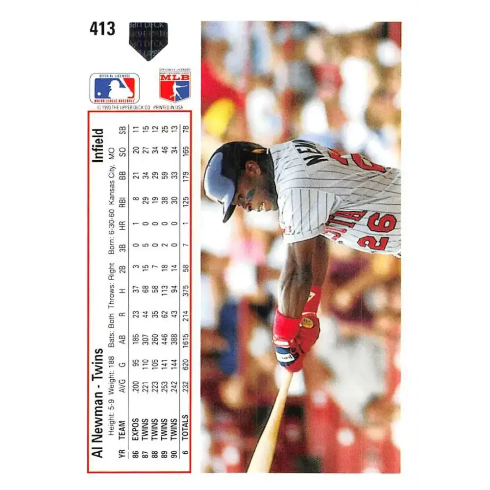 1991 Upper Deck #413 Al Newman EX Excellent Minnesota Twins Baseball Card - Baseball Card Single