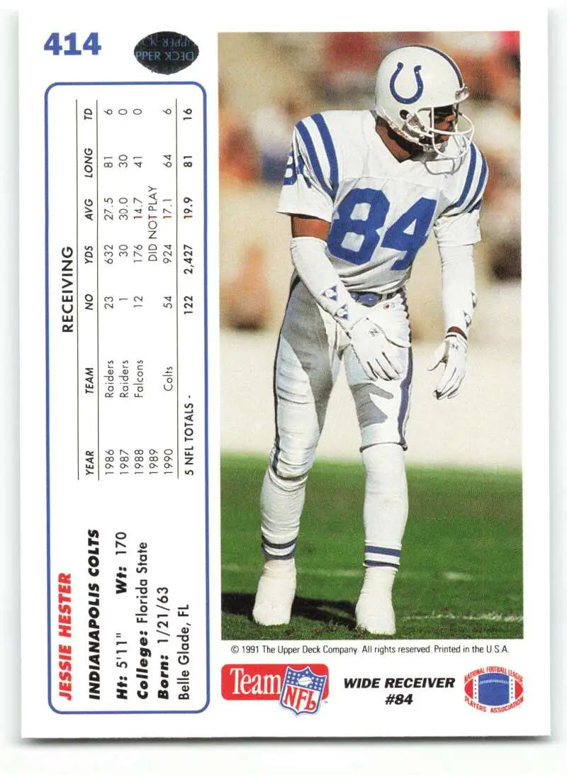 1991 Upper Deck #414 Jessie Hester NM-MT Indianapolis Colts Football Card - Football Card Single