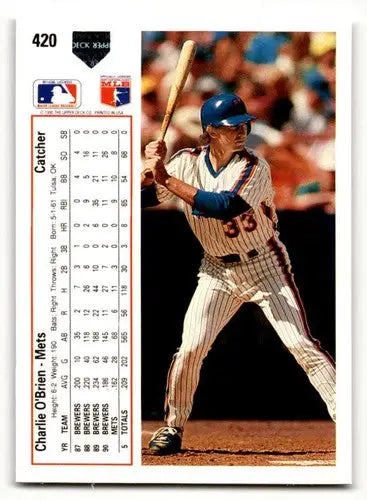 Original gloss 1991 Upper Deck Charlie O’Brien Mets baseball card EX ID:58209