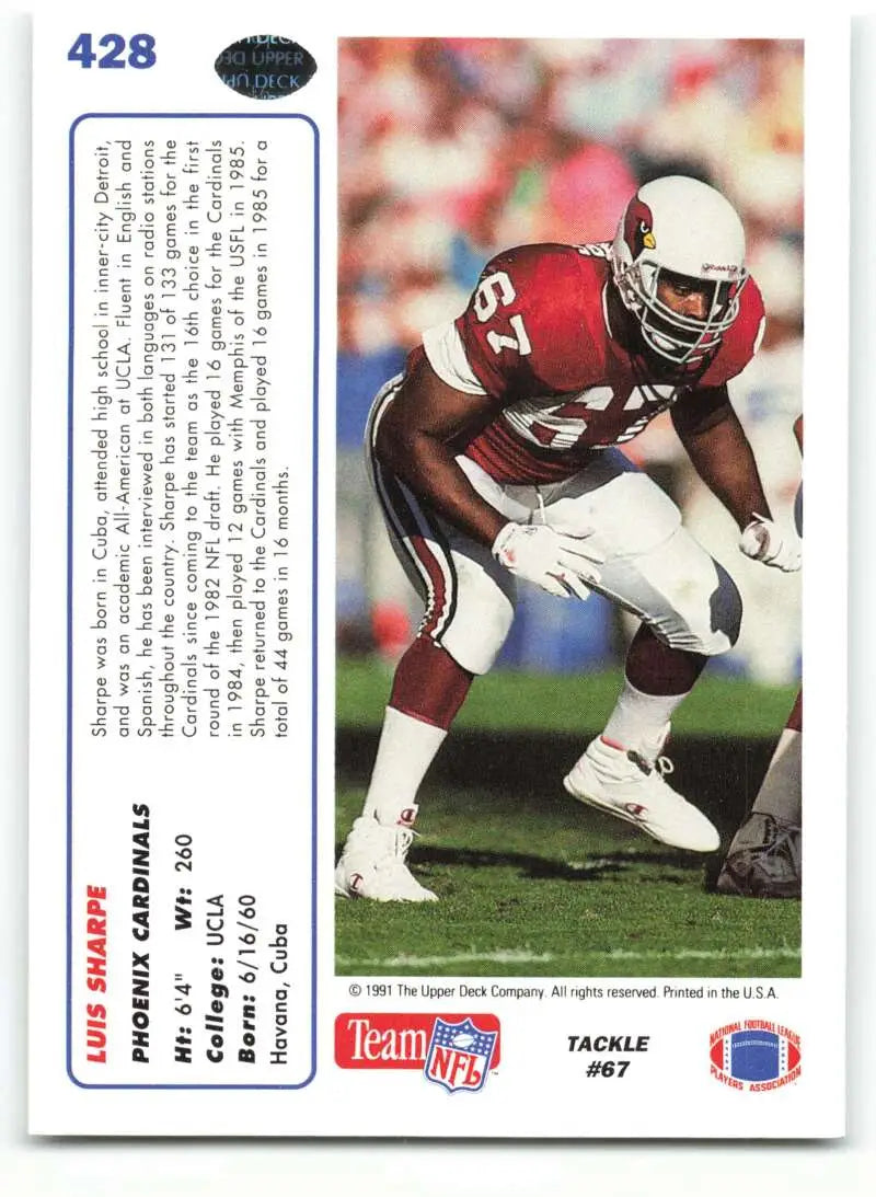 1991 Upper Deck #428 Luis Sharpe NM-MT Phoenix Cardinals Football Card - Football Card Single