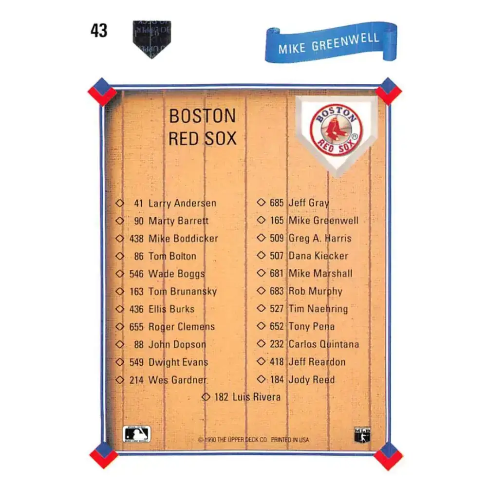 1991 Upper Deck #43 Mike Greenwell EX Excellent Boston Red Sox Baseball Card