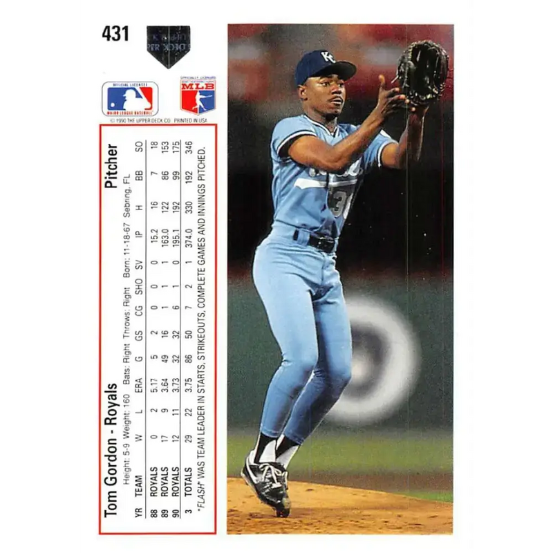 1991 Upper Deck #431 Tom Gordon NM-MT Kansas City Royals Baseball Card - Baseball Card Single