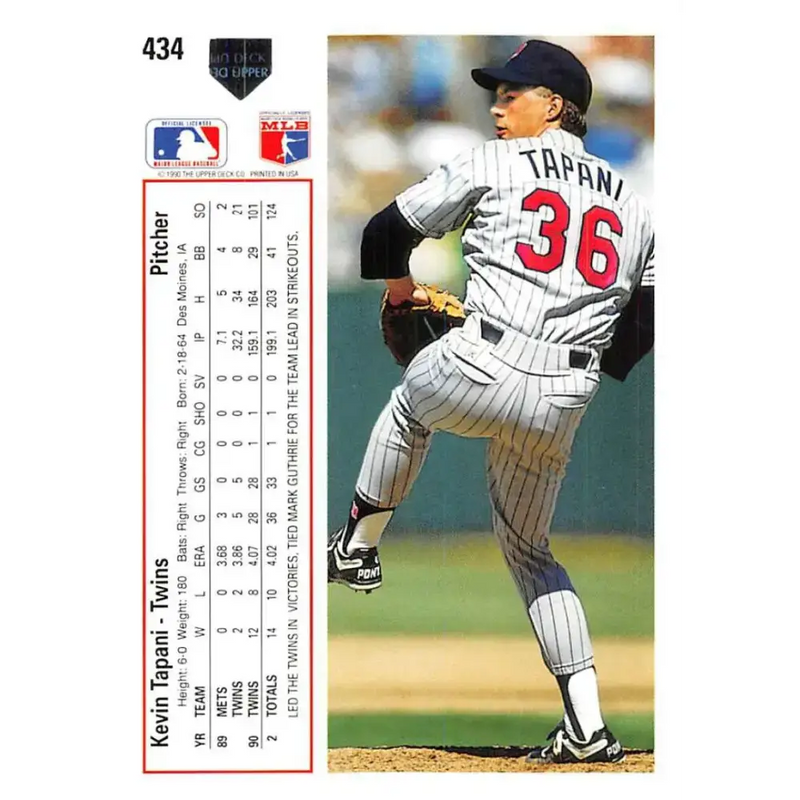 1991 Upper Deck #434 Kevin Tapani NM-MT Minnesota Twins Baseball Card - Baseball Card Single
