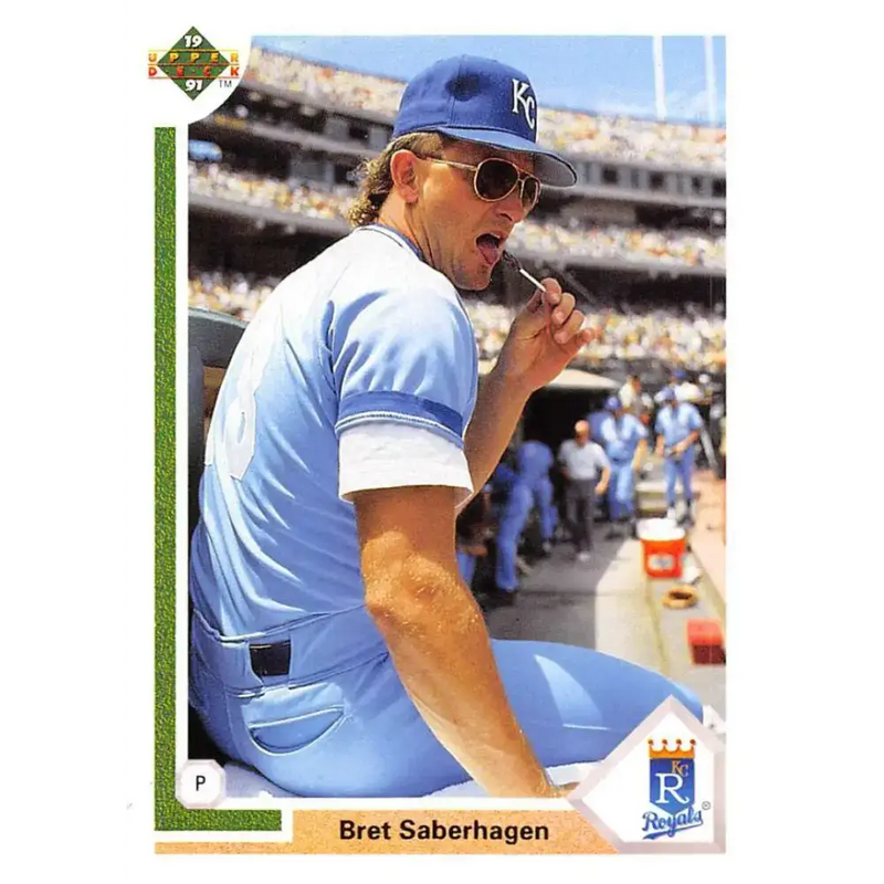 1991 Upper Deck #435 Bret Saberhagen NM-MT Kansas City Royals Baseball Card - Baseball Card Single