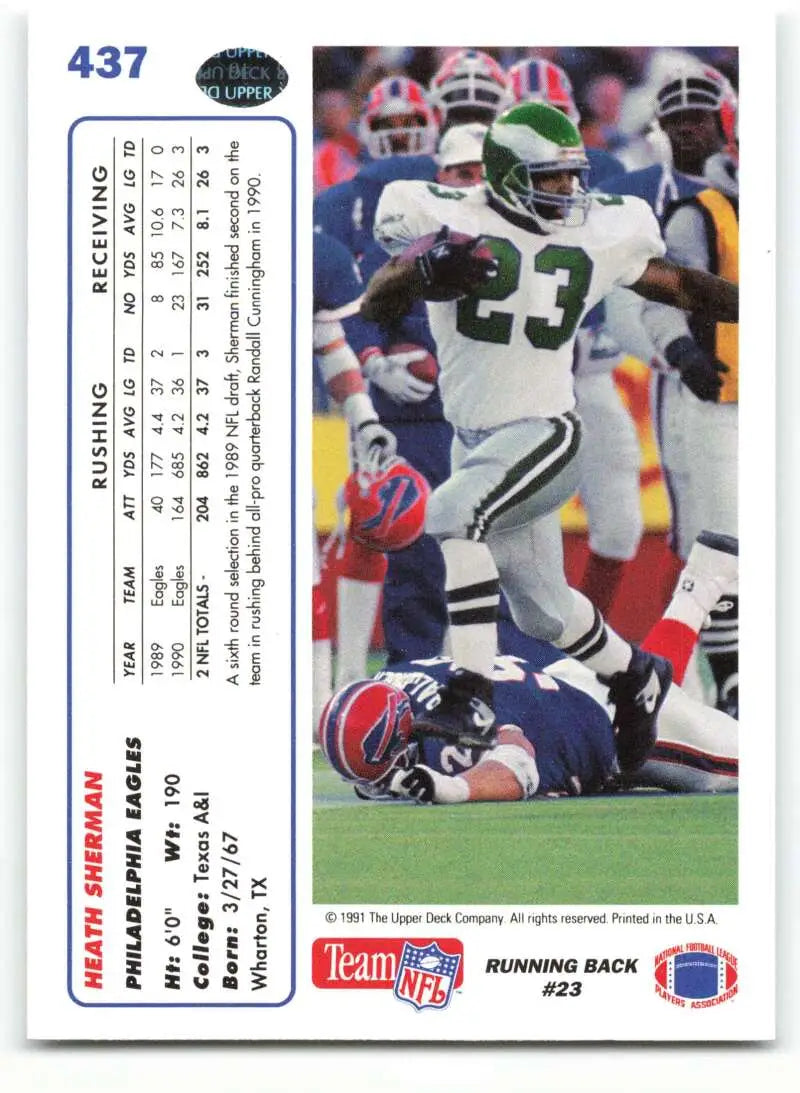 1991 Upper Deck #437 Heath Sherman NM-MT Philadelphia Eagles Football Card - Football Card Single