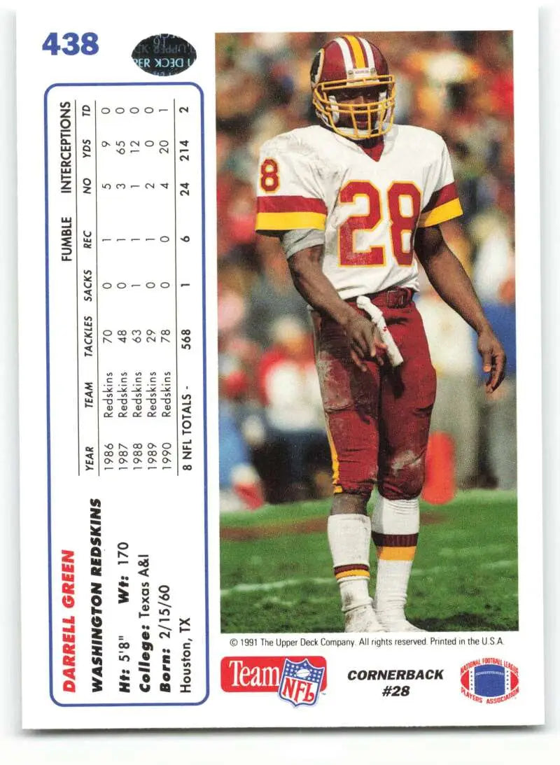 1991 Upper Deck #438 Darrell Green NM-MT Washington Redskins Football Card - Football Card Single