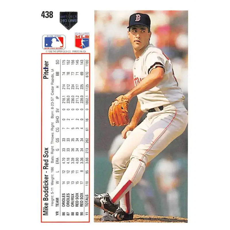1991 Upper Deck #438 Mike Boddicker EX Excellent Boston Red Sox Baseball Card - Baseball Card Single